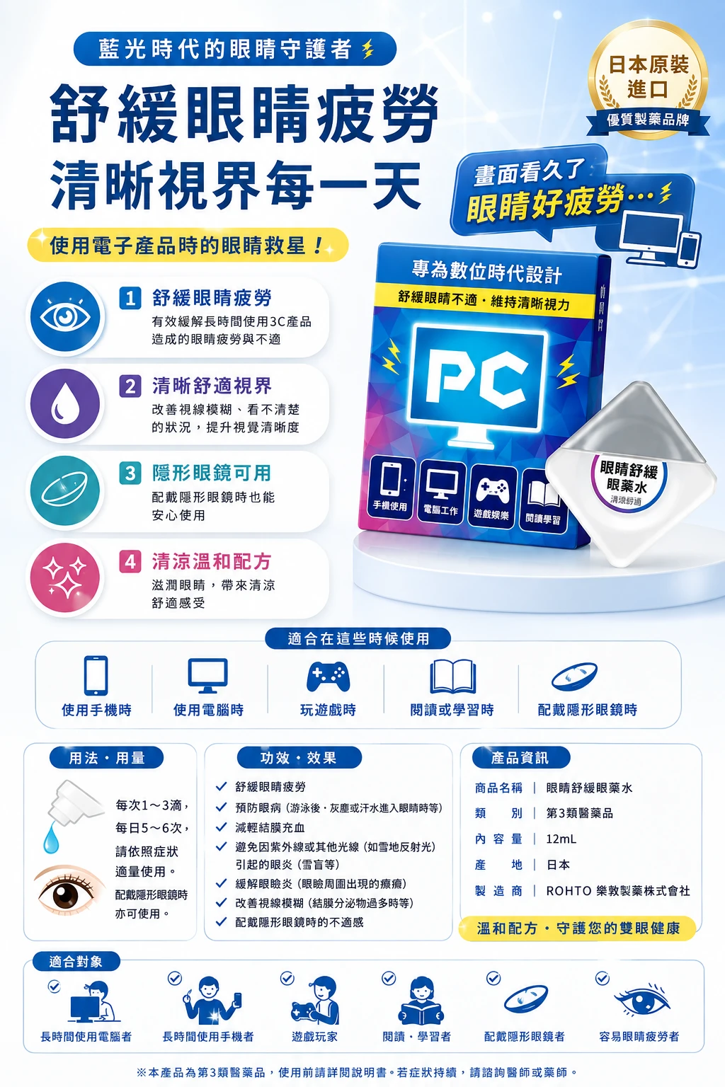預購 日本🇯🇵ROHTO樂敦 Digi Eye眼藥水 隱形眼鏡用12ml
