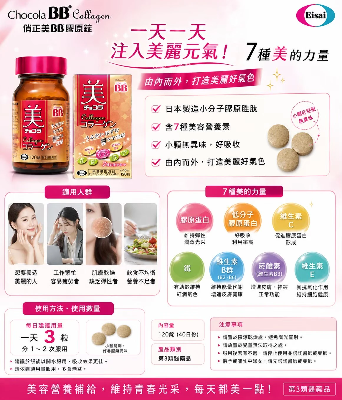 現貨 Chocola BB美 膠原錠 120粒