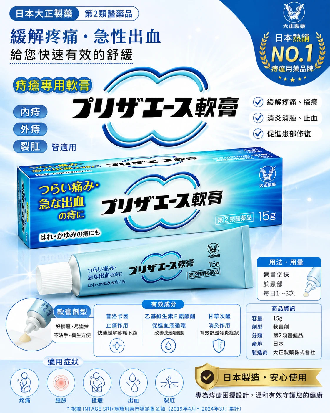 現貨 大正製藥痔瘡藥軟膏 15g