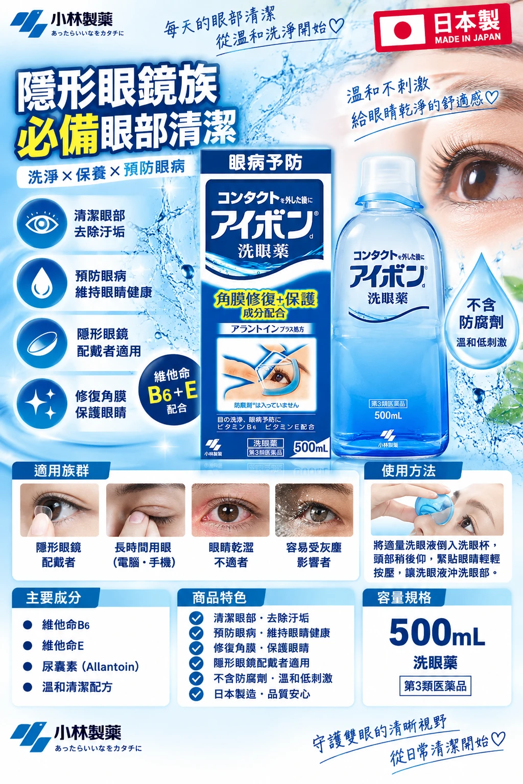 現貨 日本小林洗眼液500ml