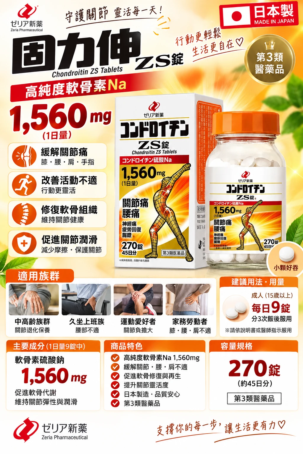 現貨 ZERIA 鯊魚 軟骨素ZS錠 270錠
