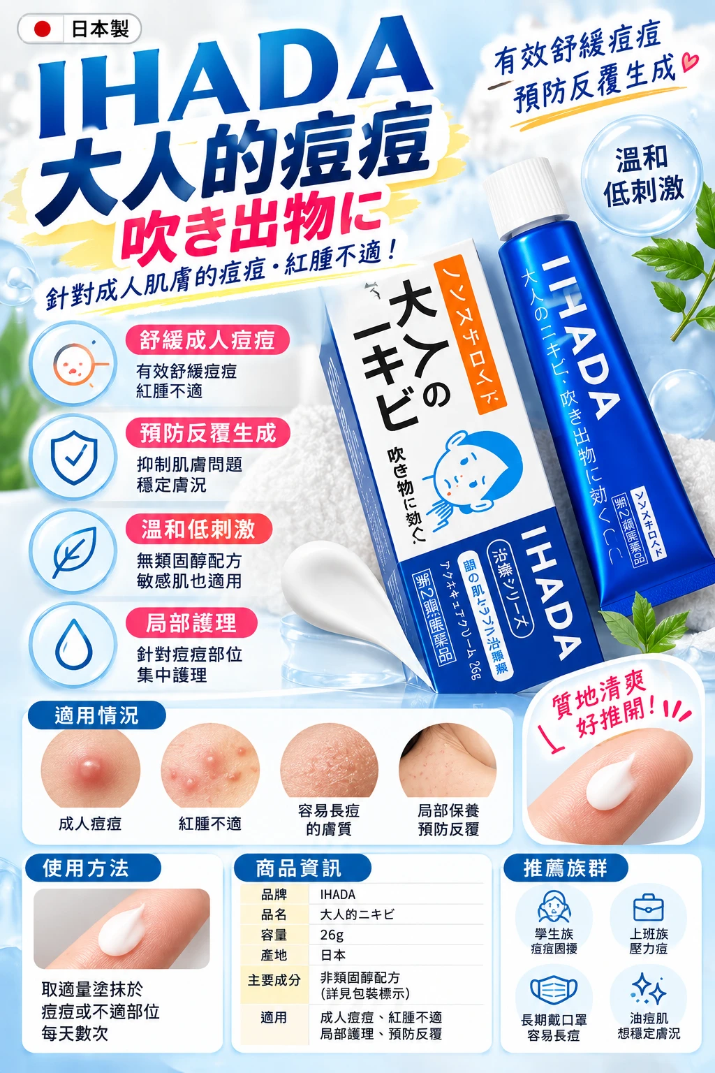 現貨 日本資生堂 IHADA 成人痘痘治療軟膏26g