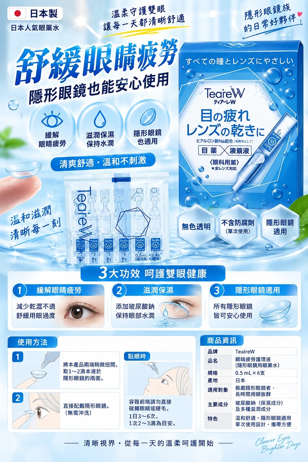 現貨 Teare W 人工淚液 0.5ml x 30入