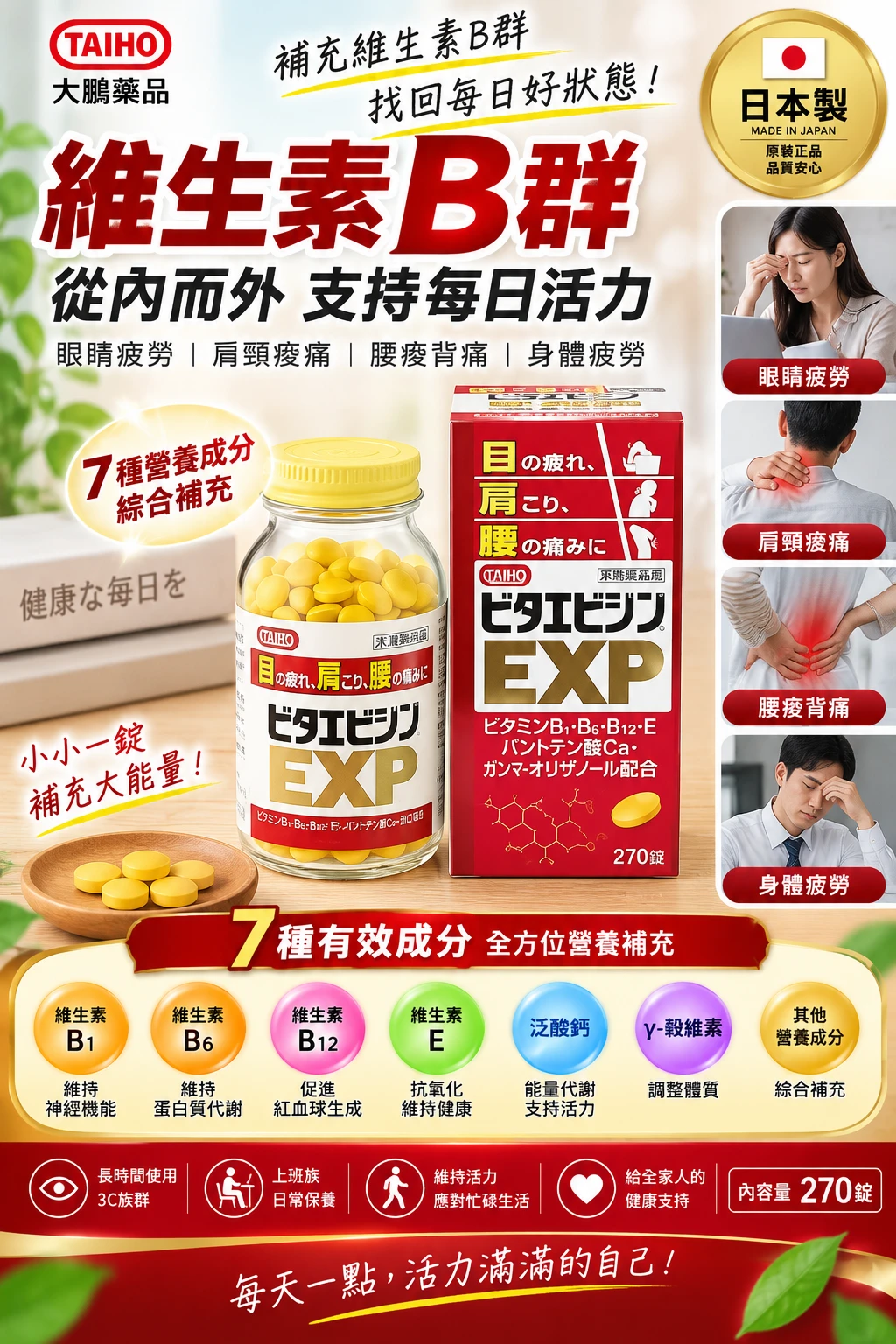 現貨 日本寧藥化學工業 EXP 強效B群活力錠 270粒/瓶