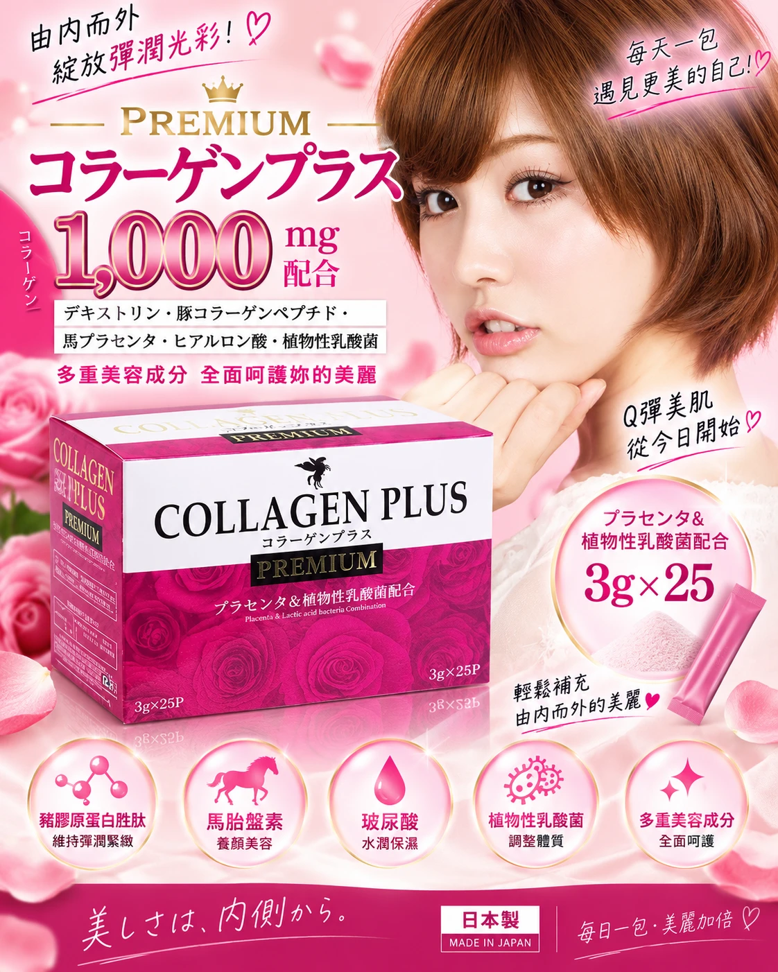 現貨 日本 HIKARI 美肌玻尿酸膠原蛋白隨手包 3g×25包/盒