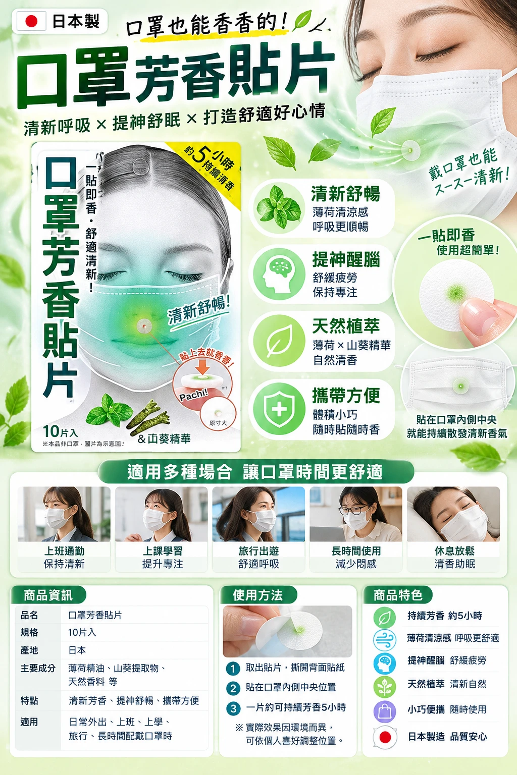 現貨 Cogit 口罩芳香貼片 薄荷 10枚/盒