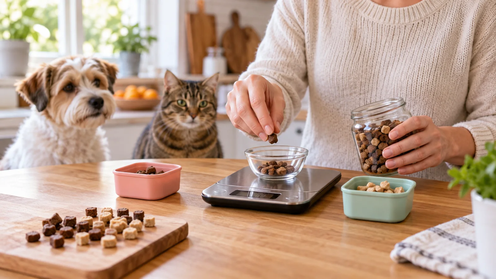 飼主用電子秤分裝犬貓一天可用的小份零食