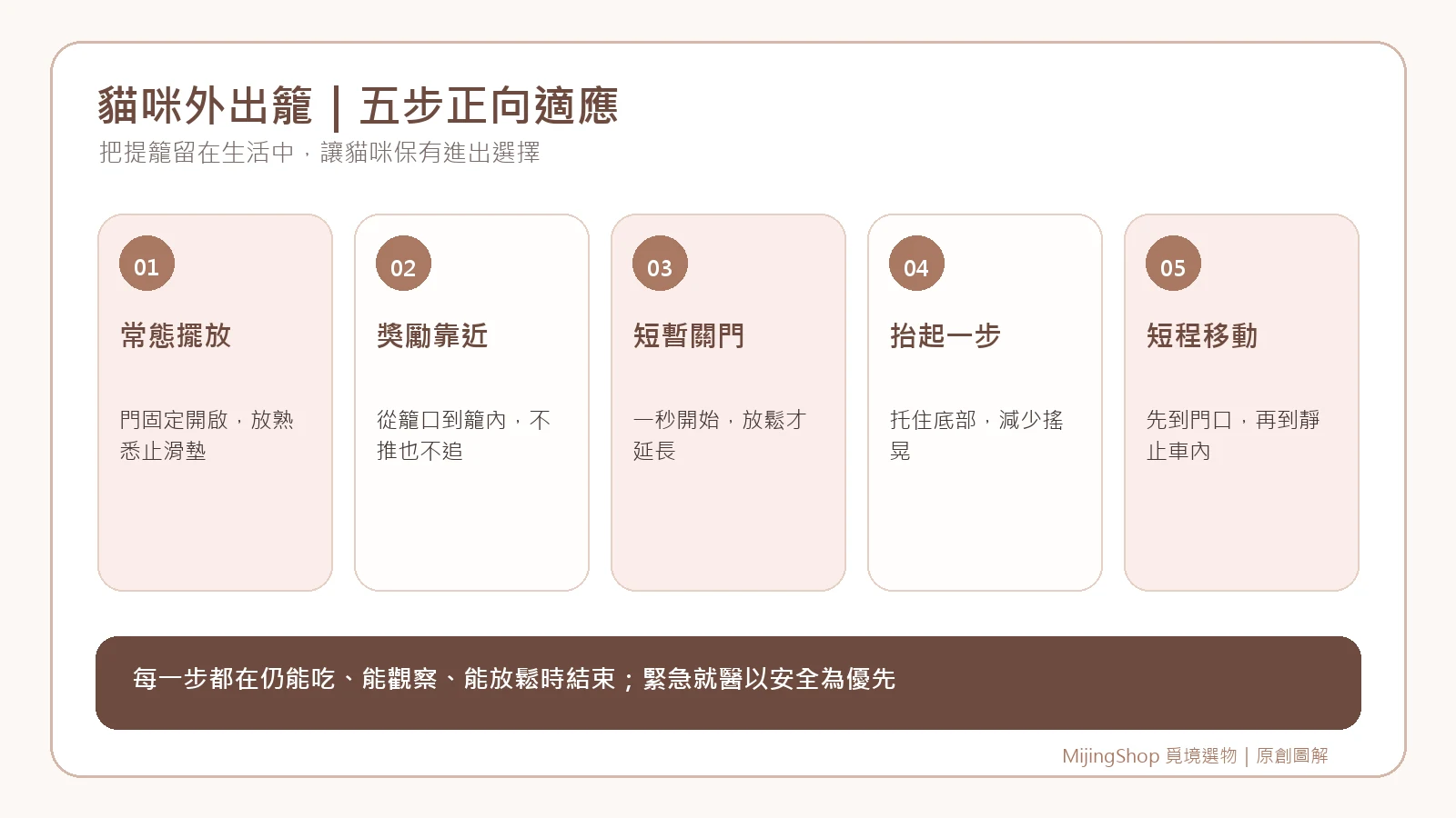 貓咪外出籠正向適應五步說明圖