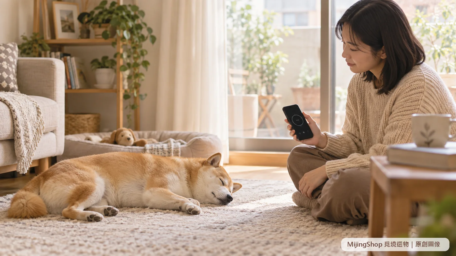 飼主用手機計時並記錄熟睡狗狗的胸腹呼吸起伏