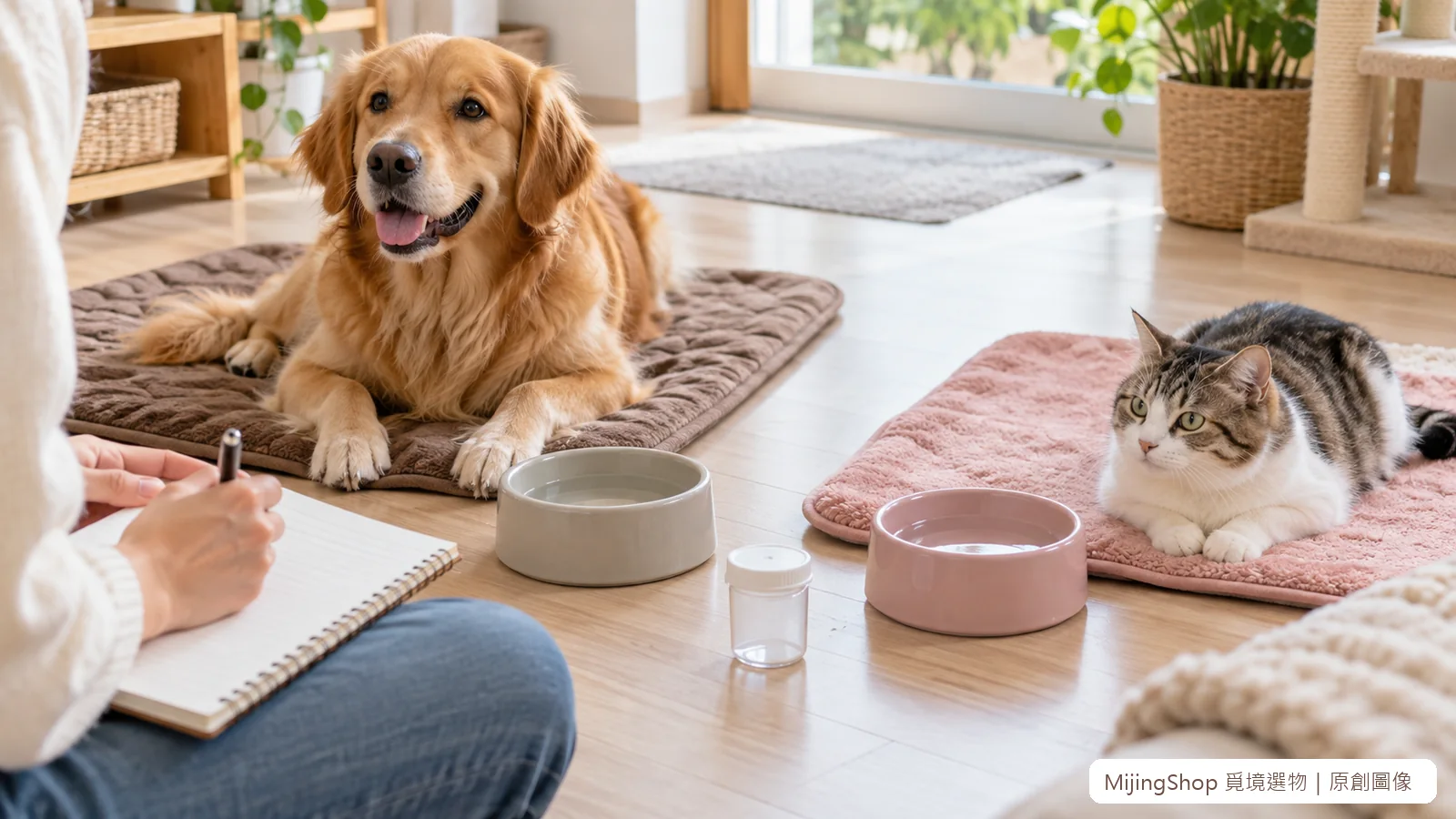 飼主在獸醫建議下提供乾淨飲水並記錄排便，狗貓分區休息且環境容易清潔