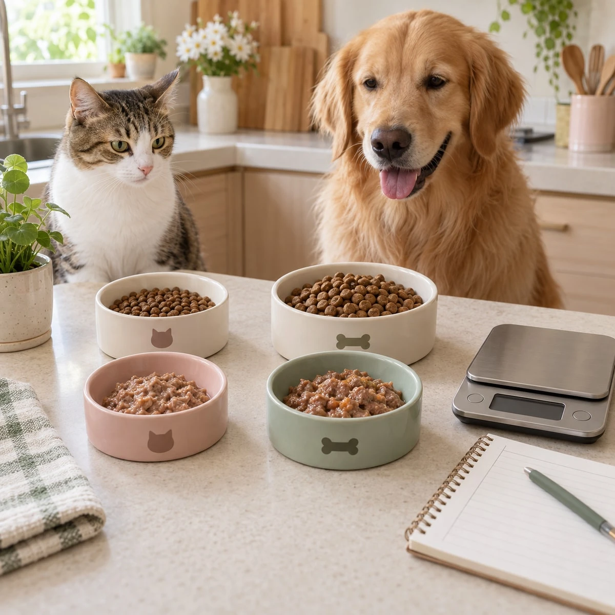 乾糧濕食可以混著吃嗎？犬貓熱量換算與餵食紀錄