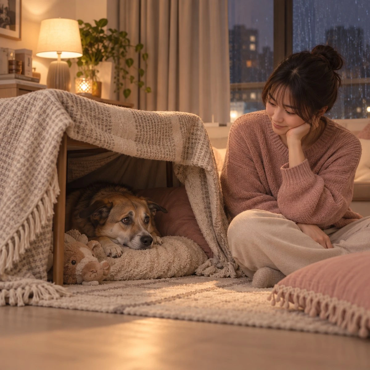 狗狗怕雷聲、煙火聲怎麼辦？安全區、當下陪伴與漸進減敏