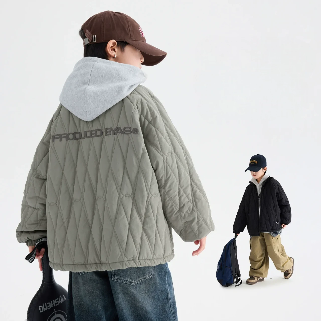 【韓系酷帥】男大童運動棒球棉服｜防風加厚夾棉外套，青少年率性縮口保暖夾克 (120-180cm)