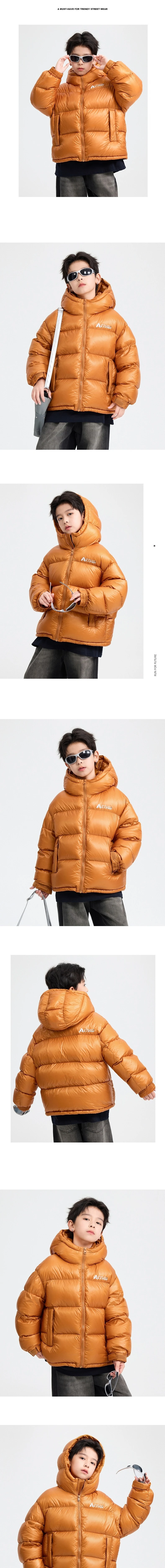 MJ26-DW16 男大童戶外防水羽絨麵包服 (橙棕色黑色橄欖綠)