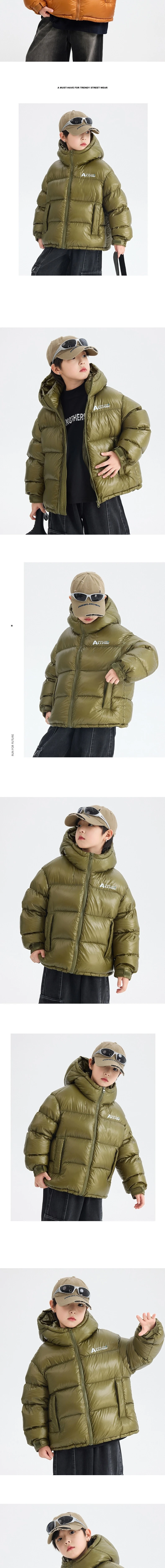 MJ26-DW16 男大童戶外防水羽絨麵包服 (橙棕色黑色橄欖綠)