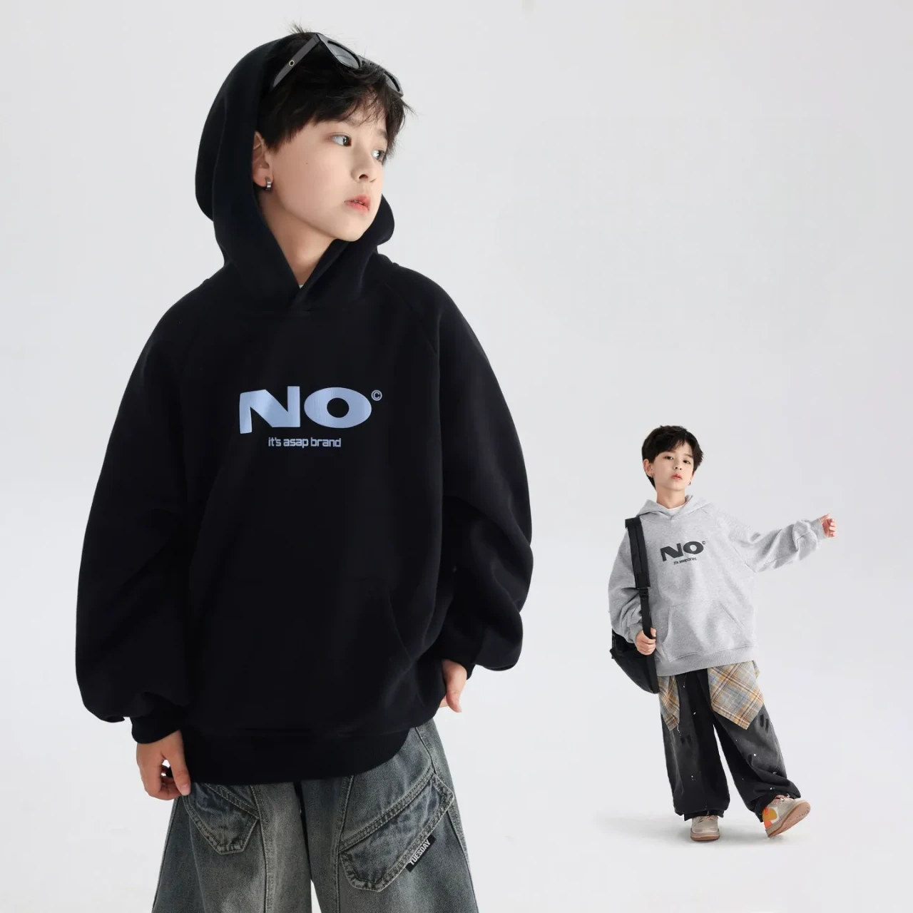 【極簡潮酷】男大童連帽衛衣|極厚刷毛保暖上衣,青少年寬鬆帽 T,冬日百搭長袖休閒服 (120-180cm)
