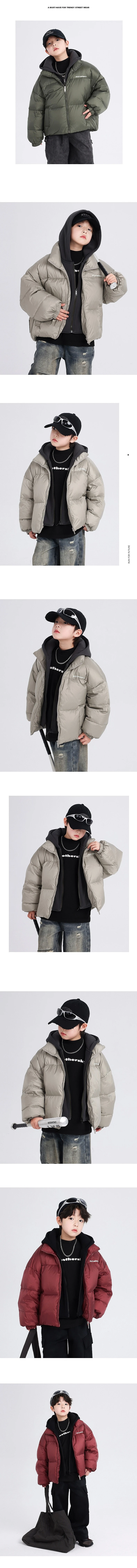 MJ26-DW23 男大童假兩件麵包羽絨服 (暗紅色/橄欖綠/卡其綠)