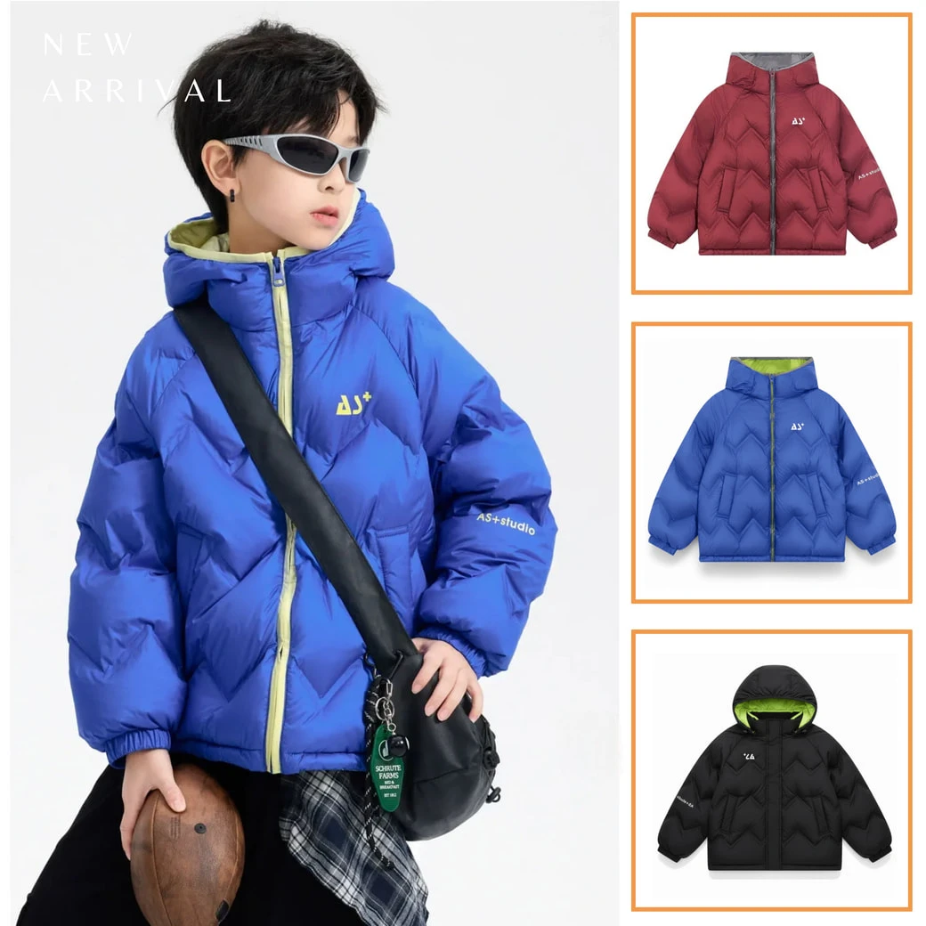 【極致保暖】男大童 90% 白鴨絨羽絨服｜青少年防潑水連帽外套，兒童超輕量蓄熱羽絨大衣 (120-180cm)