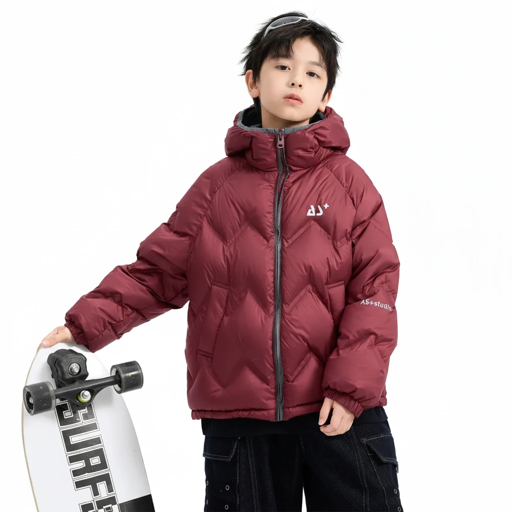 【極致保暖】男大童 90% 白鴨絨羽絨服｜青少年防潑水連帽外套，兒童超輕量蓄熱羽絨大衣 (120-180cm)