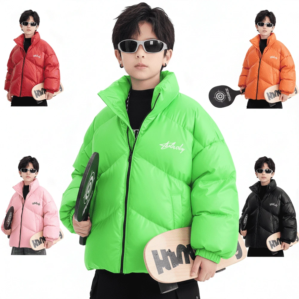 【溫變科技】男大童滑雪羽絨服｜90% 白鴨絨極寒保暖外套，青少年三防機能麵包服，感溫變色防寒大衣 (120-180cm)