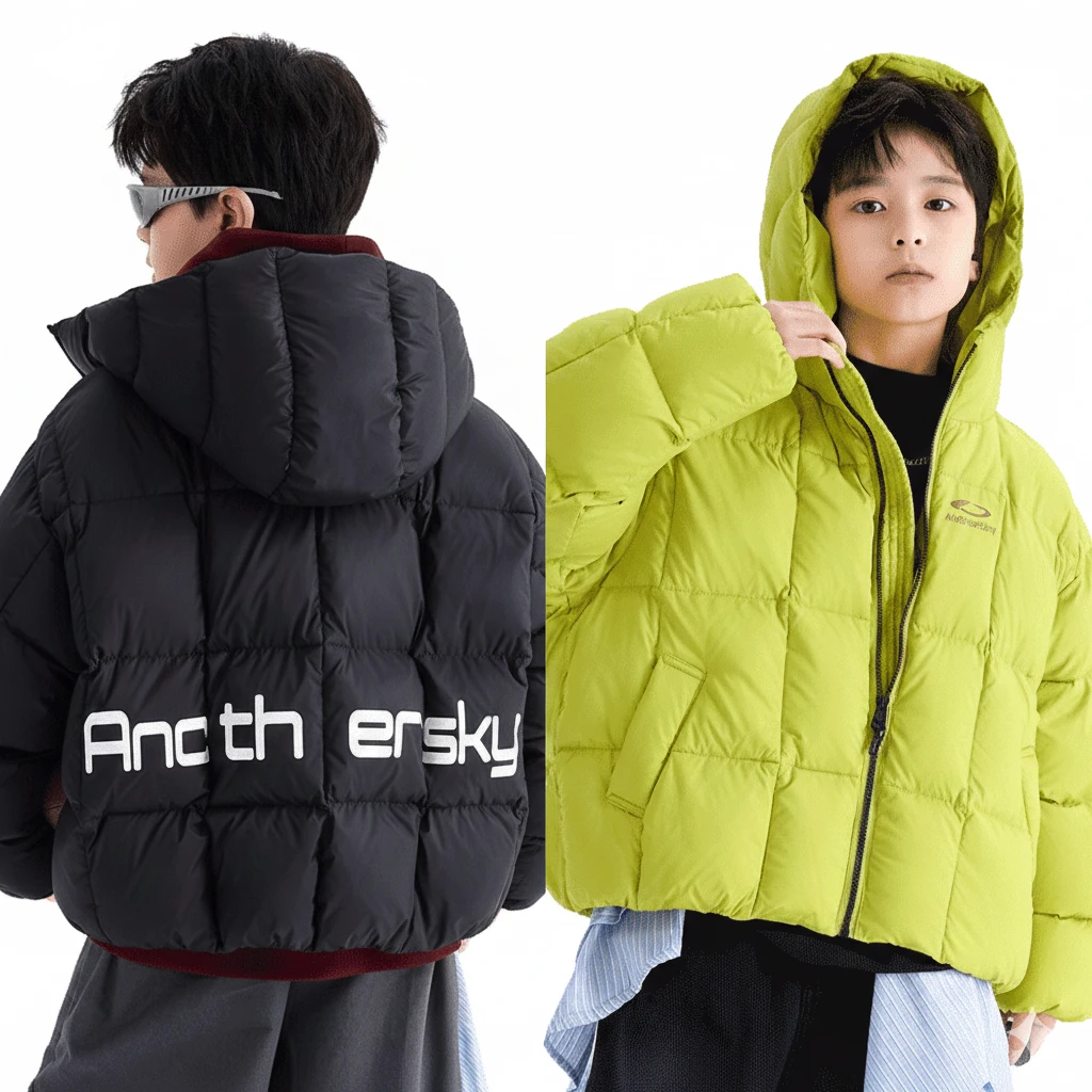 【極速蓄熱】男大童防水麵包羽絨服｜90% 白鴨絨連帽外套，青少年專業滑雪防寒大衣，輕量化機能保暖上衣 (120-180cm)