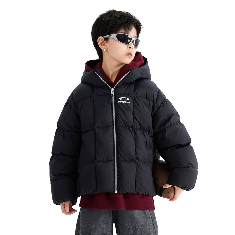 【極速蓄熱】男大童防水麵包羽絨服｜90% 白鴨絨連帽外套，青少年專業滑雪防寒大衣，輕量化機能保暖上衣 (120-180cm)