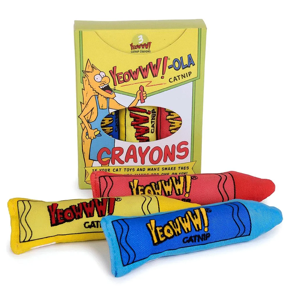 【美國 Yeowww!】瘋狂貓有機貓草玩具丨蠟筆盒 (3入盒裝組)