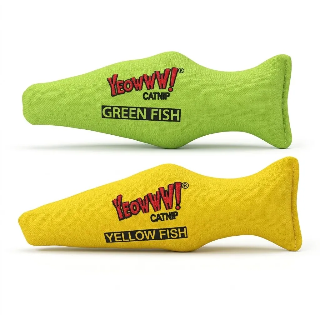 【美國 Yeowww!】瘋狂貓有機貓草玩具丨黃綠鮮魚 (多色任選)