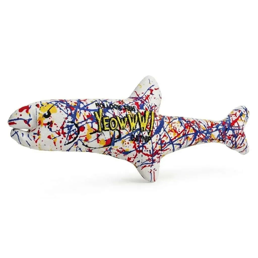 【美國 Yeowww!】瘋狂貓有機貓草玩具丨彩繪潑墨魚