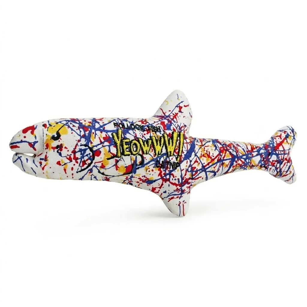 【美國 Yeowww!】瘋狂貓有機貓草玩具丨彩繪潑墨魚