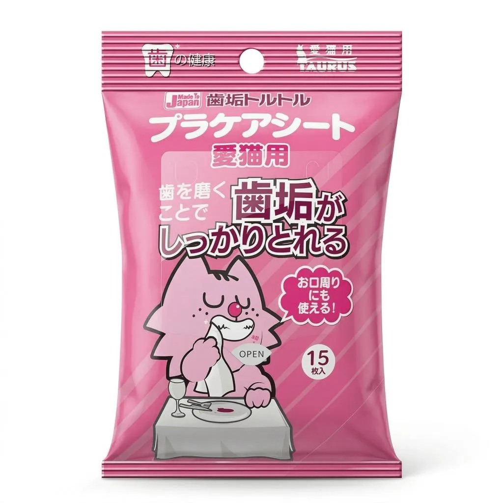 【日本 TAURUS 金牛座】齒垢清光光濕紙巾｜愛貓專用 (15入)