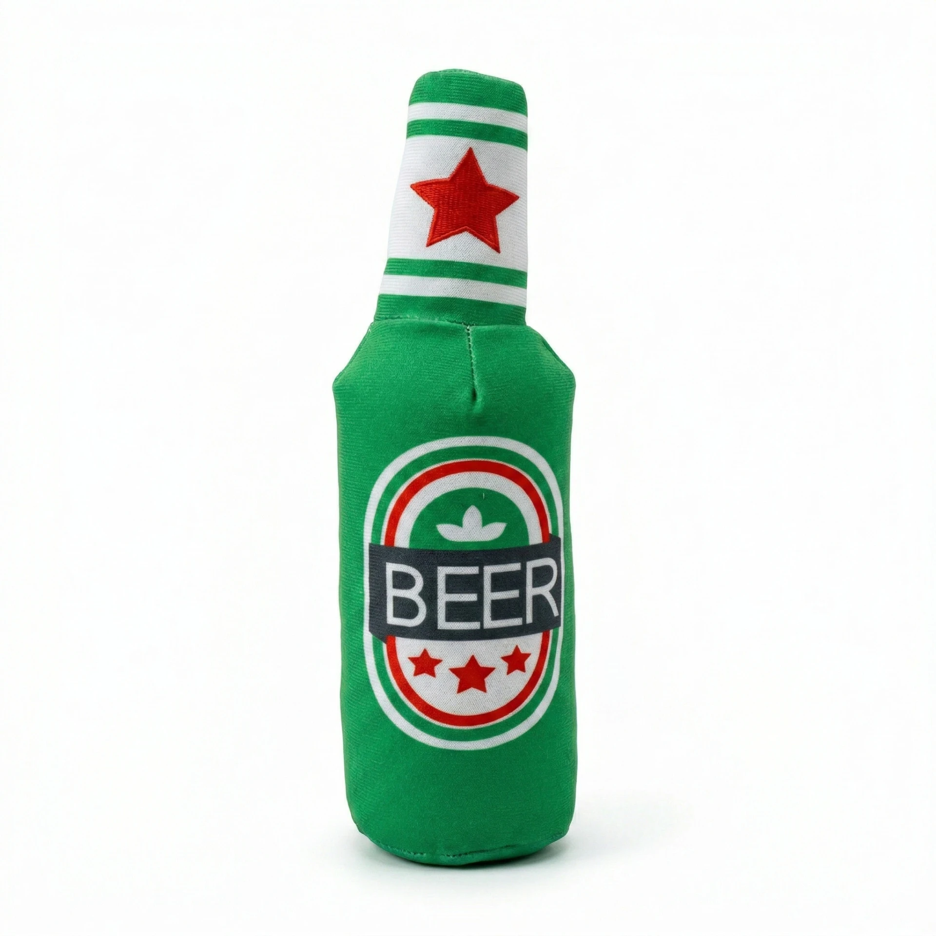 【時尚名酒系列】狗狗發聲毛絨玩具｜經典綠色啤酒瓶(BEER)造型