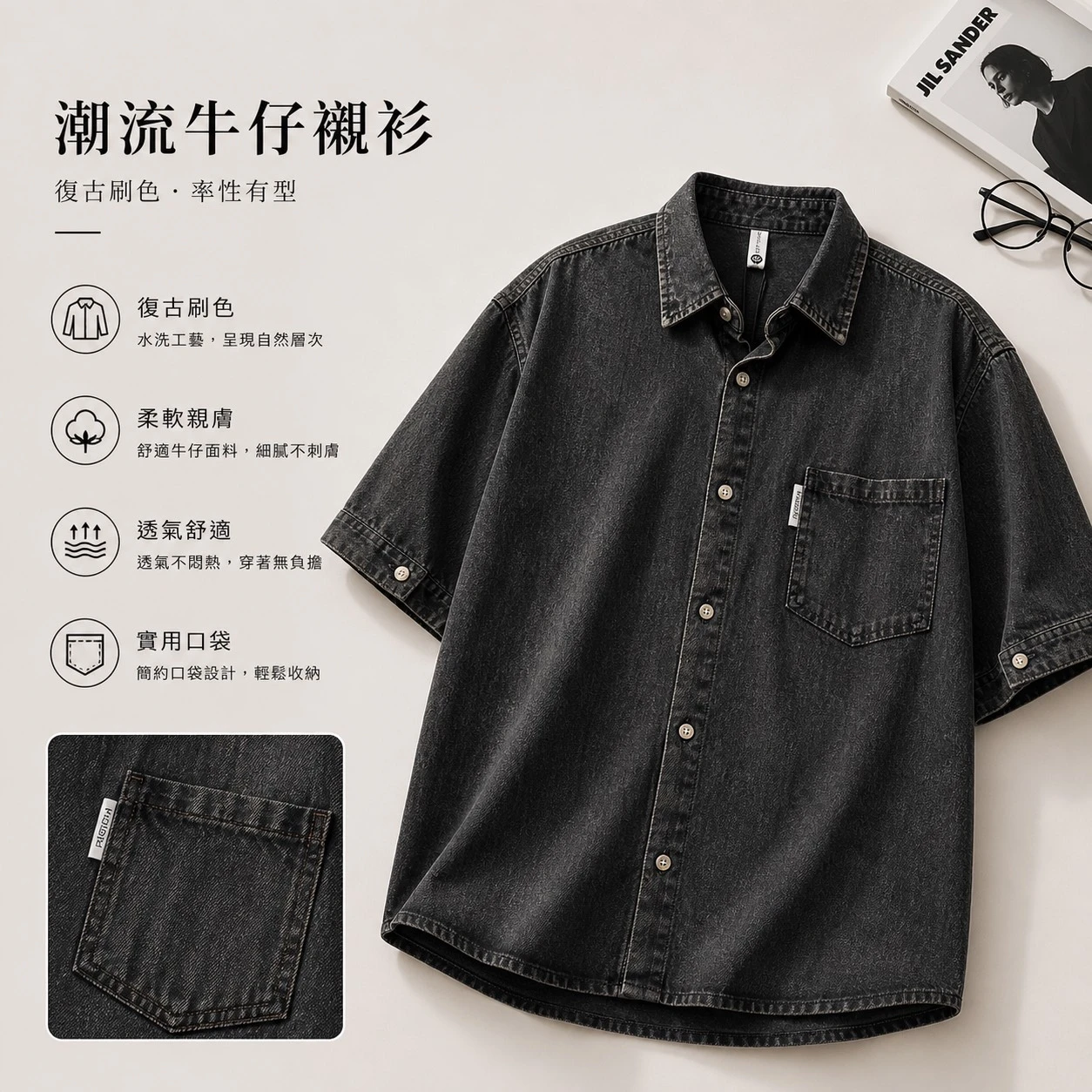 JESS潮流牛仔襯衫
