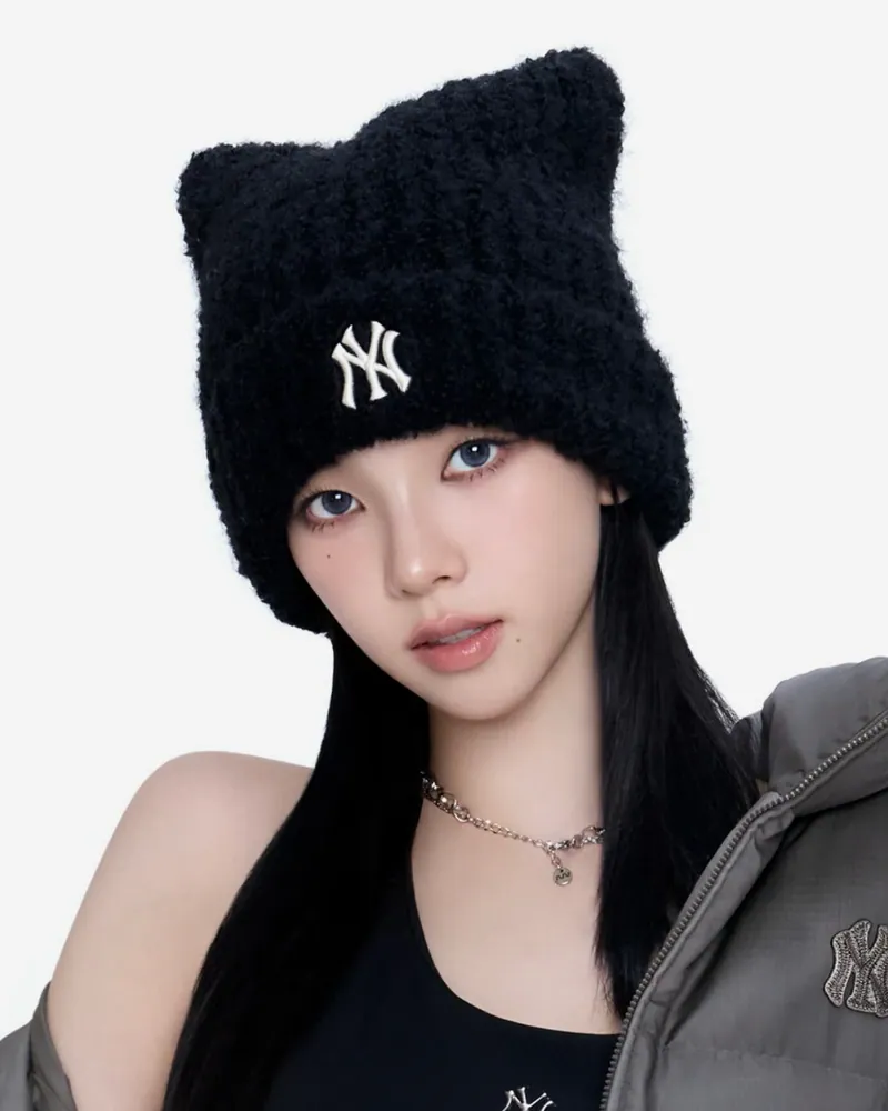KARINA代言同款✨ MLB 針織貓耳毛帽 保暖 毛線帽