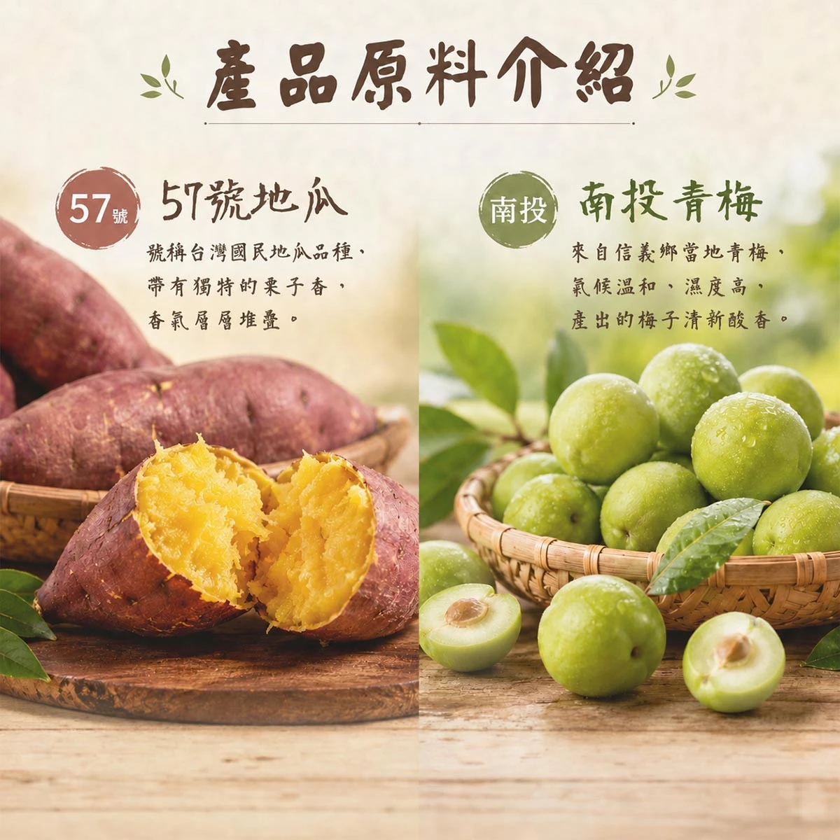 老宅拔絲地瓜酥梅子使用57號地瓜與南投青梅粉