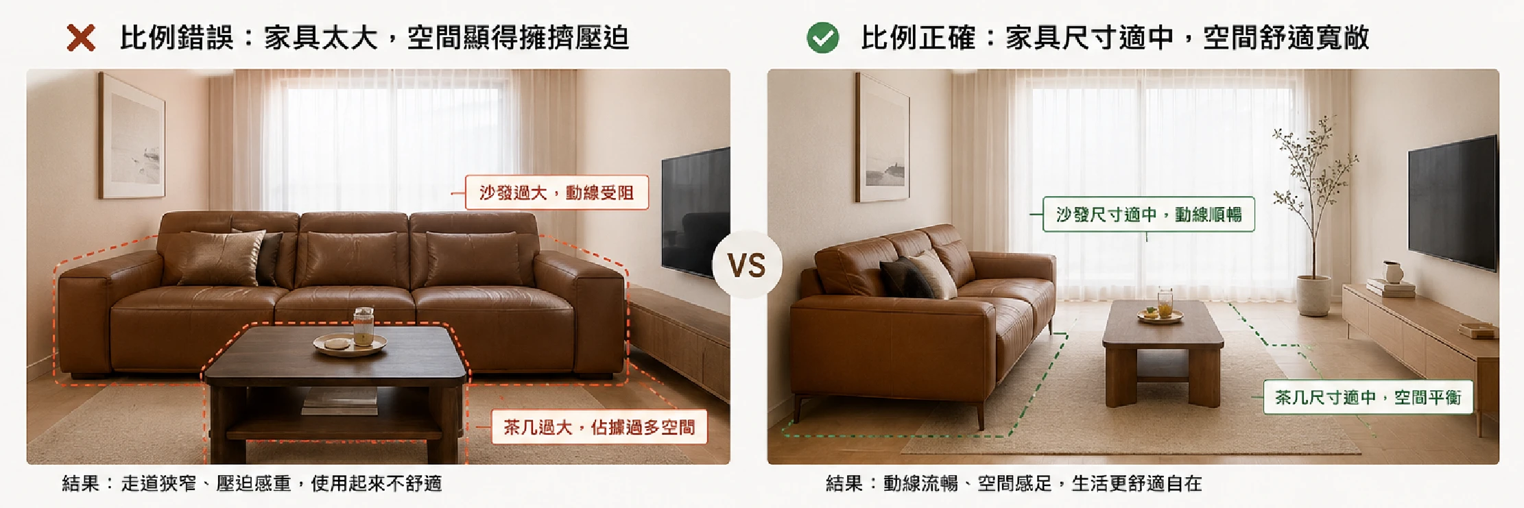 買家具常見錯誤-尺寸不符示意圖