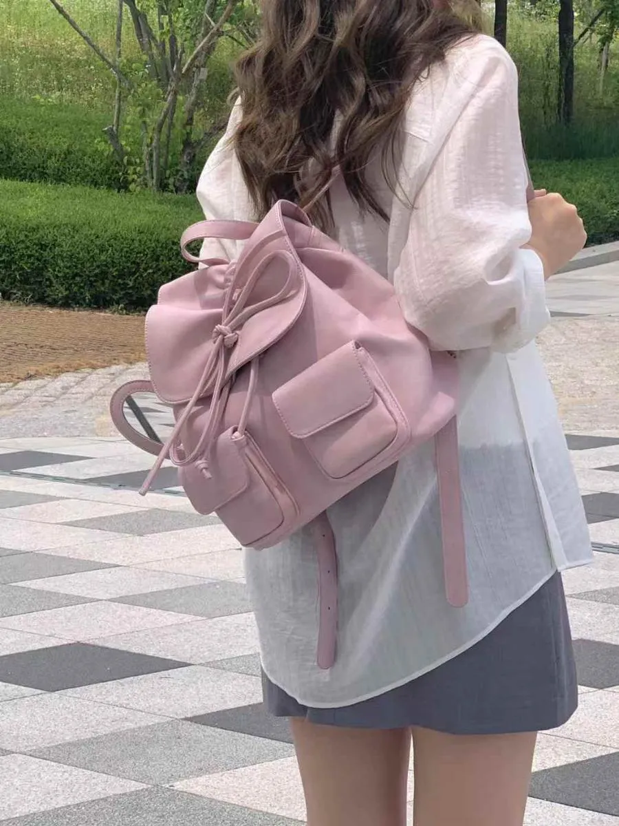 「絕版」🇰🇷韓國代購 蝴蝶結後背包 附愛心掛鏡