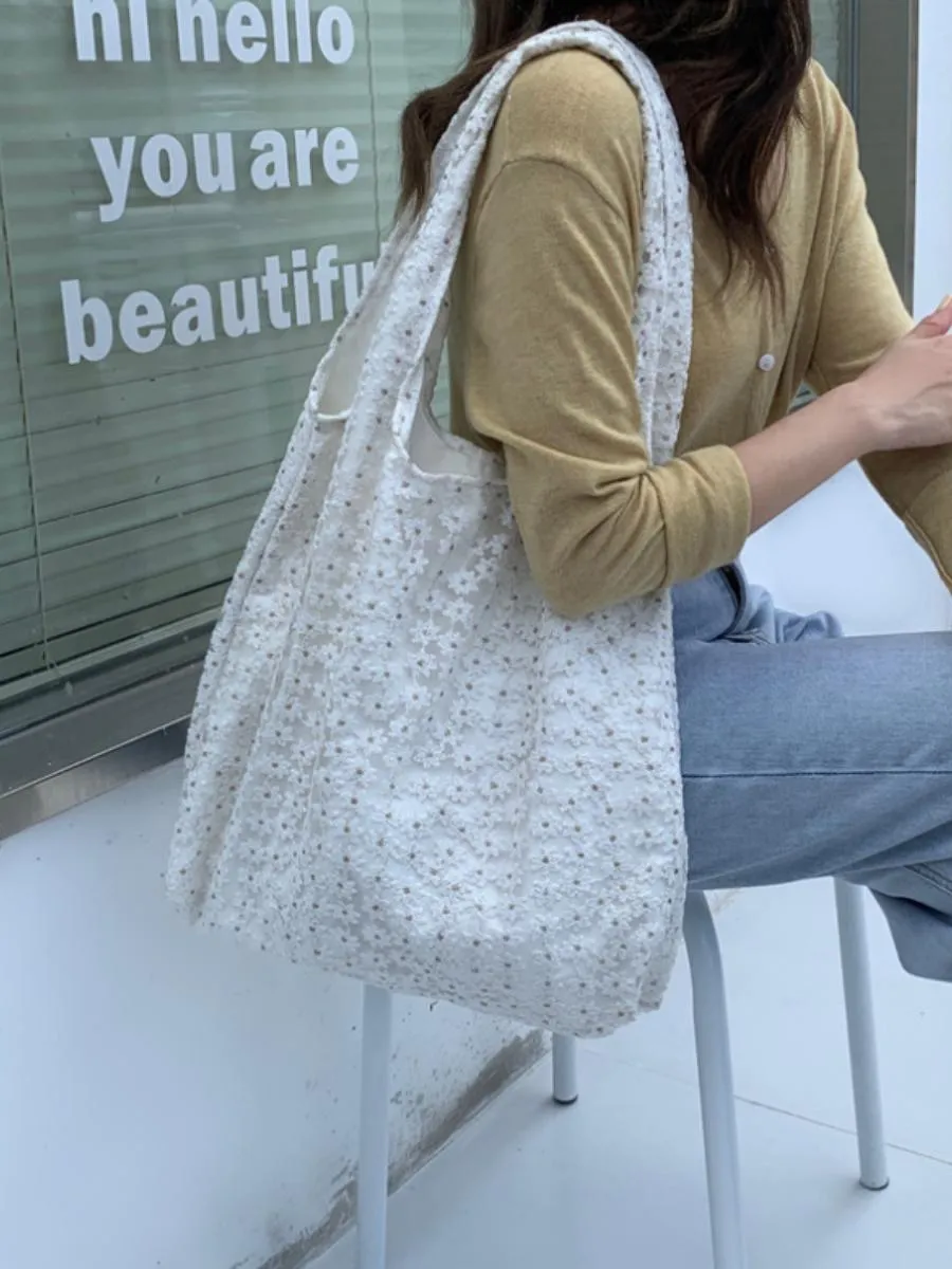 法式櫻花刺繡帆布袋