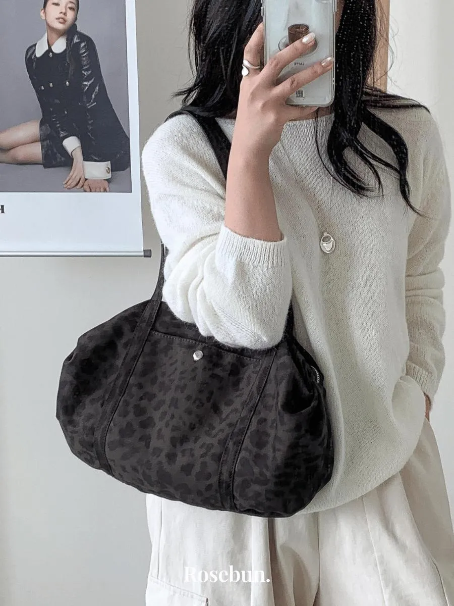豹紋帆布行李包