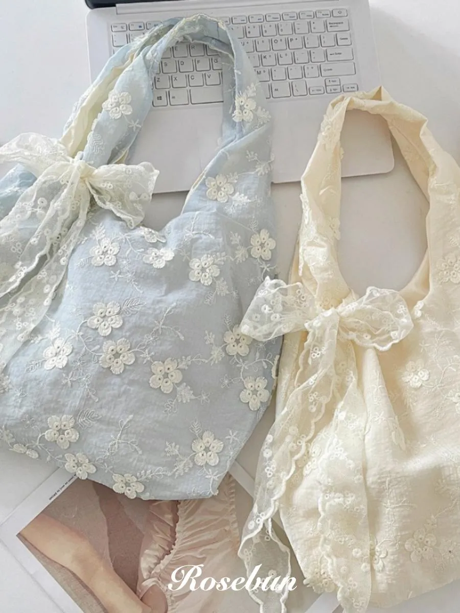 氣質仙女感!刺繡立體花網紗袋 加購蕾絲!