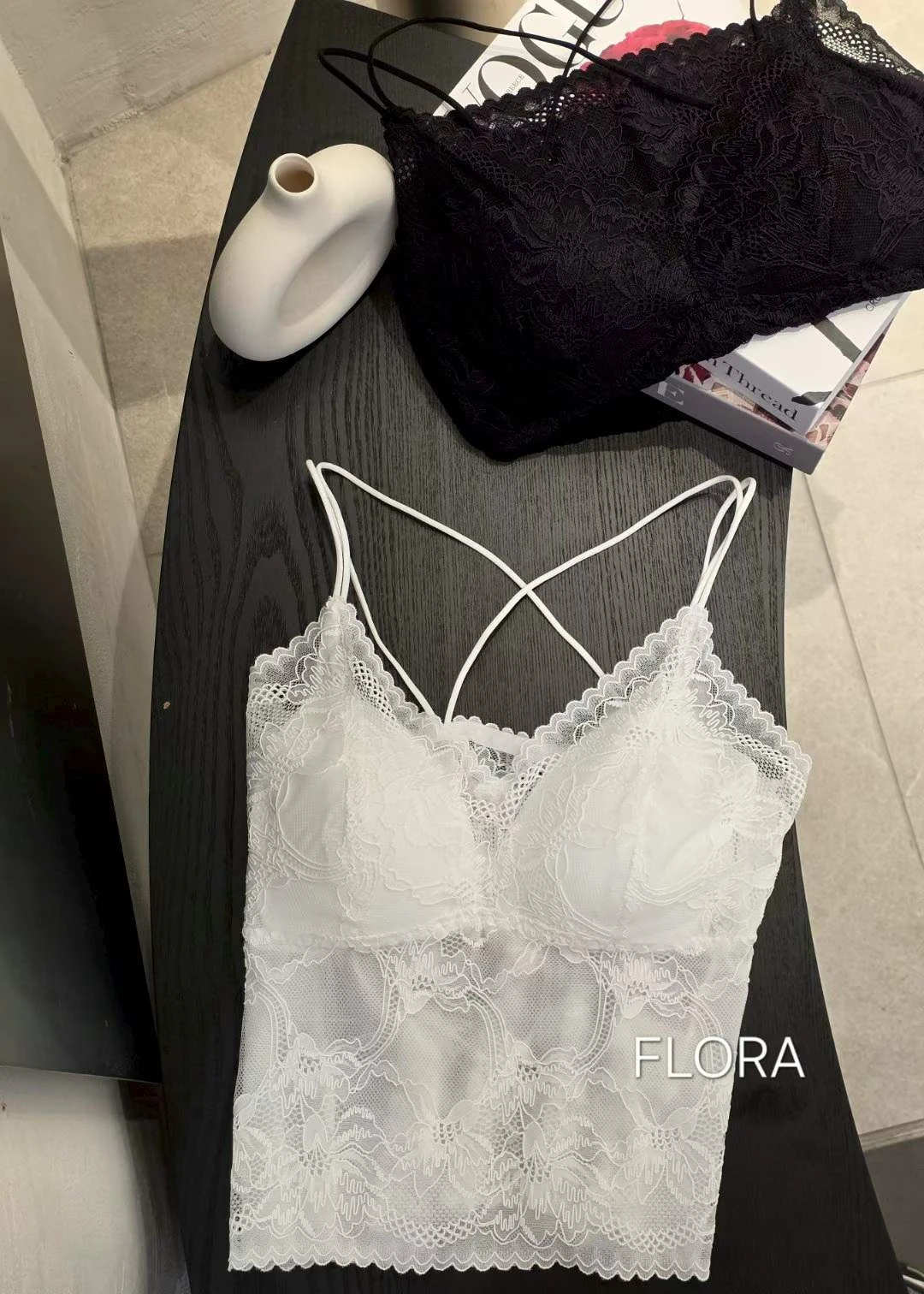 🇰🇷韓國代購 雙肩帶後交叉蕾絲bra top F06