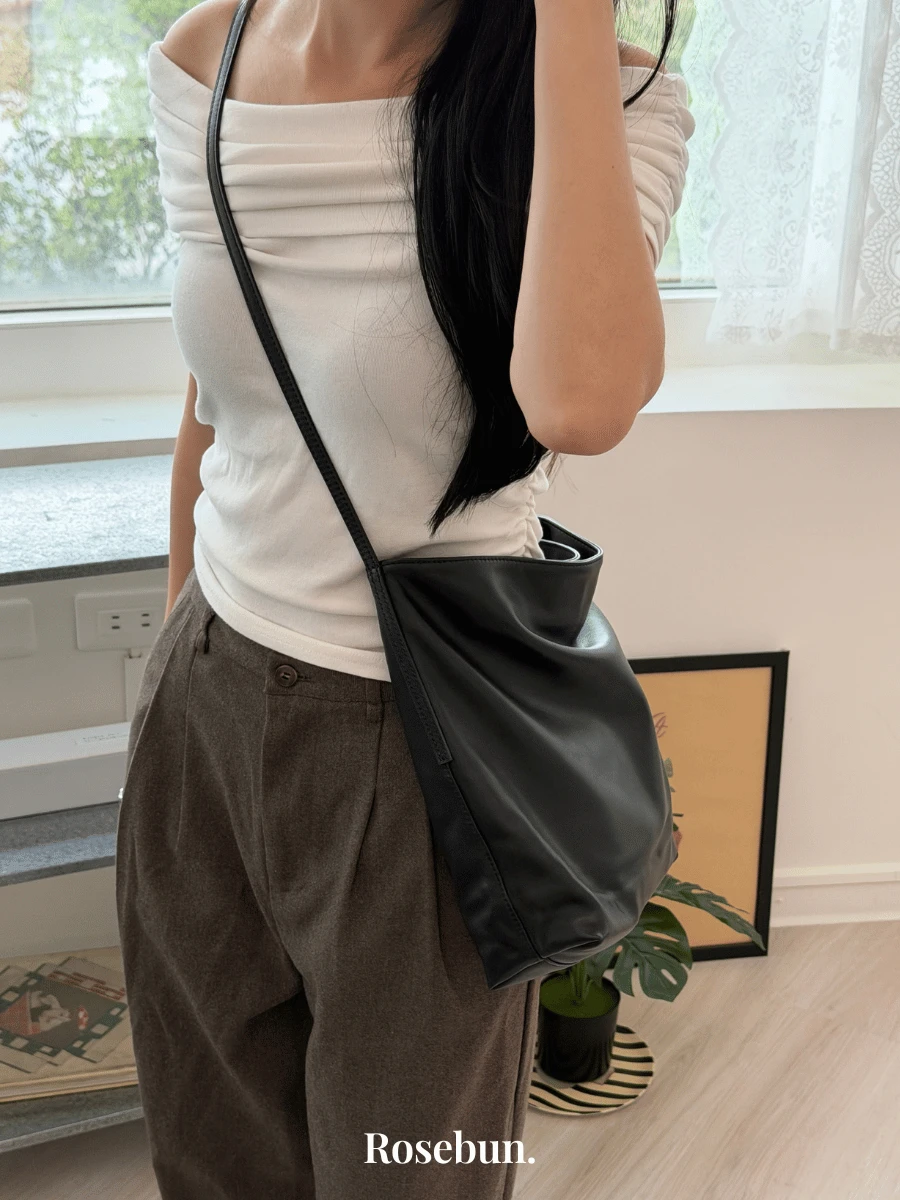 慵懶牛皮水桶包