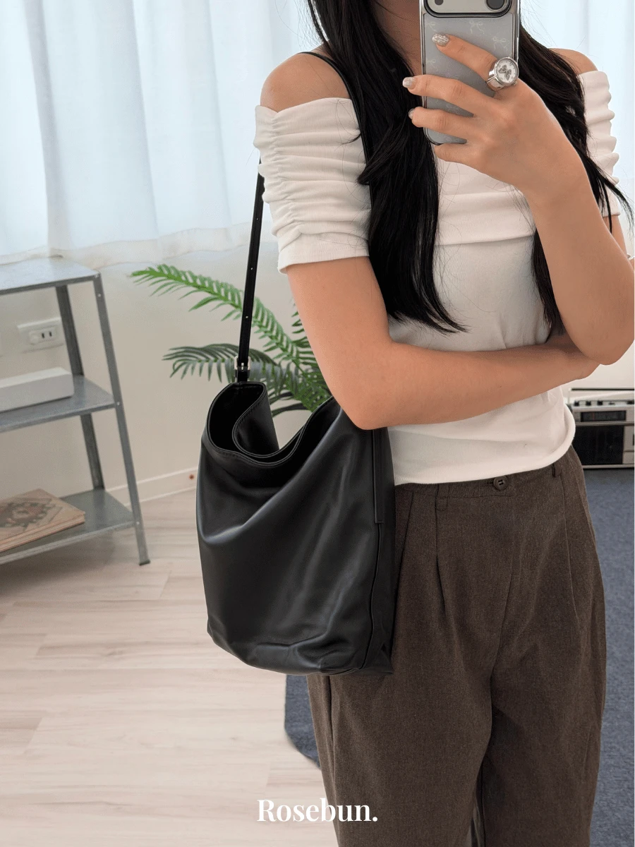 慵懶牛皮水桶包