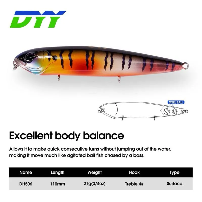 Noeby諾比 新款 浮水 鉛筆 岸拋 魚虎 飛扁 竹梭  110mm/21g 9490