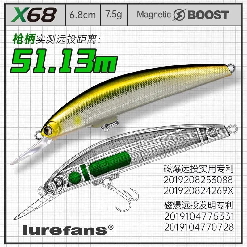 大河奔流 溪68米諾 磁爆超遠投 Lurefans 沉水米諾 緩沉 路亞發燒友7.5g