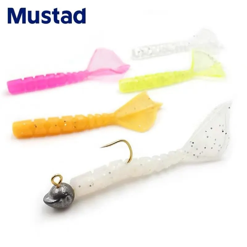 Mustad慕斯達 根強重嚙 雀尾根魚軟蟲 1.7吋（15枚入+1枚鉛頭鉤）根釣路亞