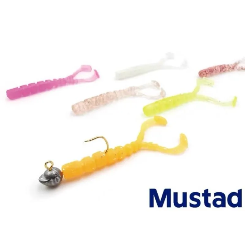 Mustad慕斯達 根強重嚙 雙捲尾根魚軟蟲 1.7吋（12入裝+1枚鉛頭頭）根釣路亞