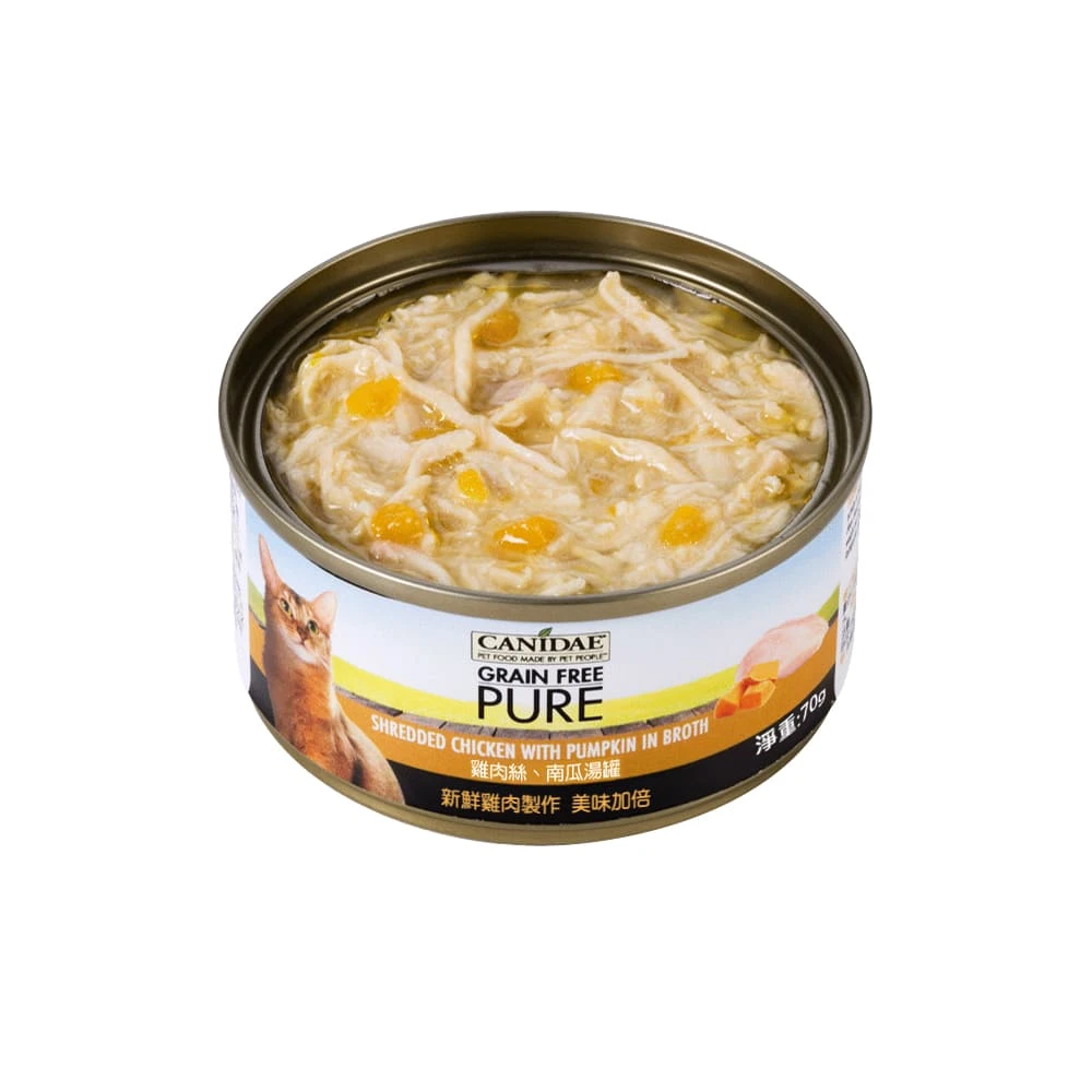 【CANIDAE良善】無穀貓主食罐｜雞肉絲、南瓜湯罐70g｜24入
