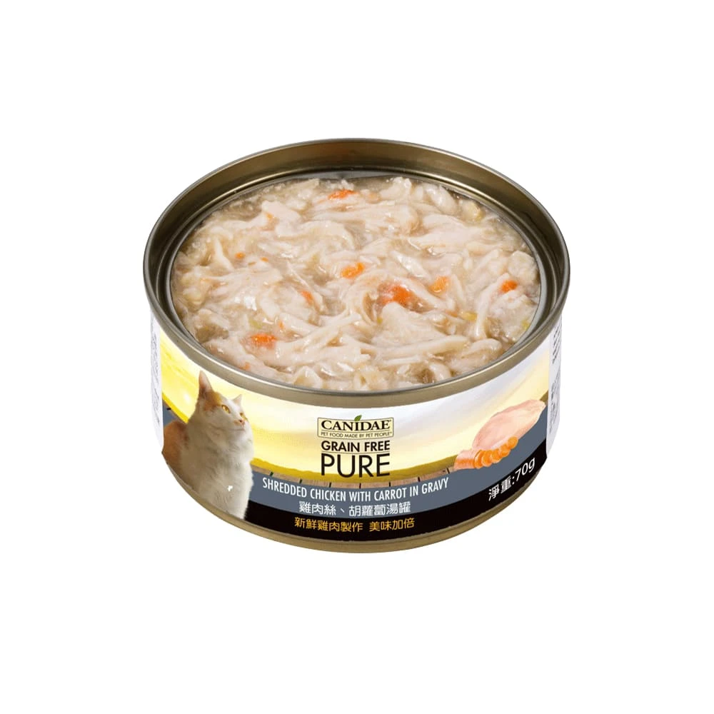 【CANIDAE良善】無穀貓主食罐｜雞肉絲、胡蘿蔔湯罐70g｜24入