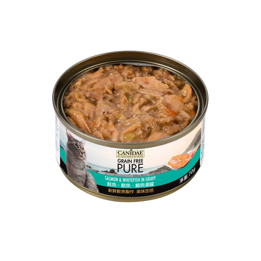 【CANIDAE良善】無穀貓主食罐｜鮭魚、鮪魚、鯛魚湯罐70g｜24入